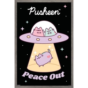 Trends International Pusheen: Pastel Pusheens - Peace Out UFO Framed Wall Poster Prints - 1 of 4