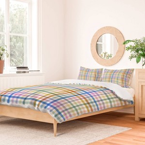 Deny Designs Marta Barragan Camarasa Rainbow Check Bliss Queen/Full Duvet and Sham Set (2-3pc Set) - 1 of 4