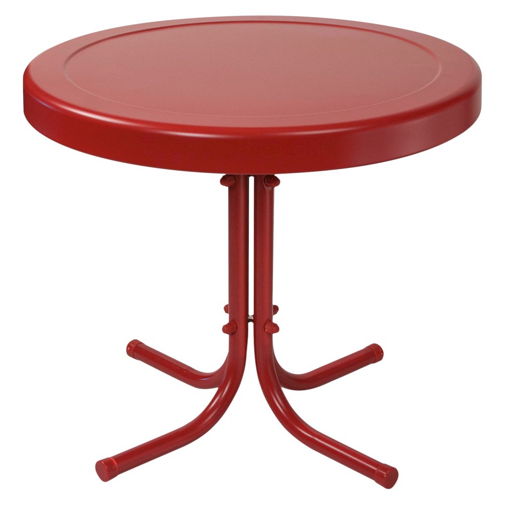 Photos - Garden Furniture Crosley Retro Metal Patio Side Table in Dark Red Satin 
