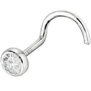 Jewelry Avalanche 22G 14K Gold Bezel-set Moissanite Nose Screw Nose Stud - 1 of 4