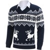 Clearlove Mens Ugly Christmas Sweaters Snowflakes Holiday Reindeer Printed Shawl Collar Knitted Long Sleeve Pullover Jumpers - 2 of 4