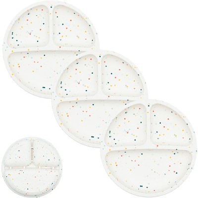 WeeSprout Toddler Plates, Silicone Divided Dishes for Toddlers and Kids, BPA-Free, 3 Pack