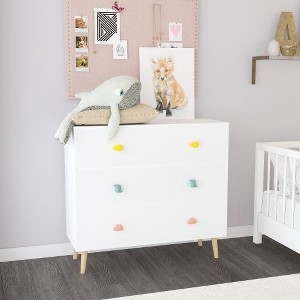 LIVAREEmlen 3 Drawer Nightstand for Bedroom, Storage Cabinet for Toddler Child for Living Room, Toddler Room, Nursery, Closet, Apartment (White) - 1 of 4