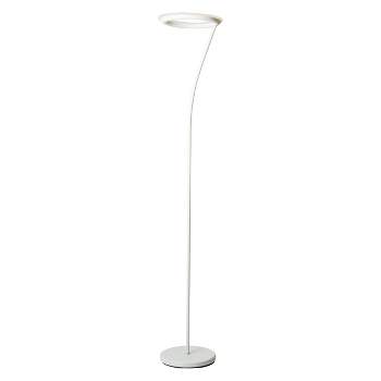 73" Modern Metal Halo Torchiere Floor Lamp (Includes LED Light Bulb) White - Ore International