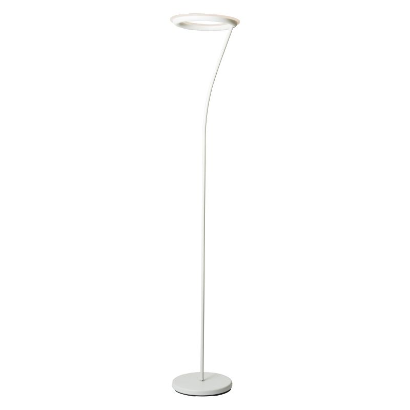 73&#34; Modern Metal Halo Torchiere Floor Lamp (Includes LED Light Bulb) White - Ore International, 1 of 5