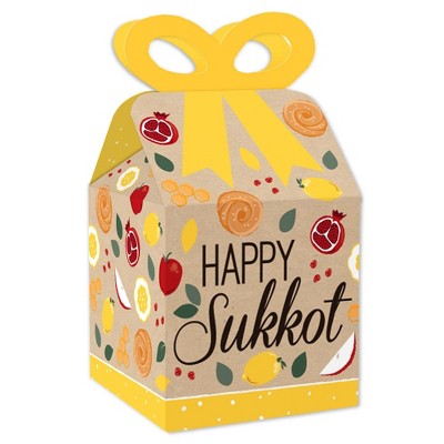 Big Dot of Happiness Sukkot - Square Favor Gift Boxes - Sukkah Bow Boxes - Set of 12