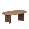 Munora 39.37 Inch Modern Oval Coffee Table, MDF Wood Veneer Small Coffee Table with Sturdy Pedestal Base for Living Room and Apartment, Walnut - 2 of 4