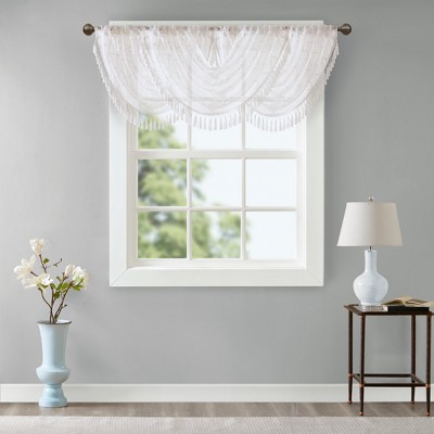 38"x46" Clarissa Diamond Sheer Embroidered Waterfall Valance