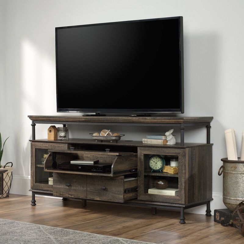Canal Street Industrial Wood and Metal TV Stand for TVs up to 65&#34; Carbon Oak - Sauder, 3 of 8