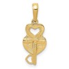 Black Bow Jewelry 14k Yellow Gold Key and Heart Shaped Lock Pendant, 8mm - 4 of 4