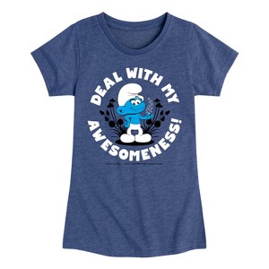 Girls' - Smurfs - Deal Awesomeness Fitted Short Sleeve Graphic T-Shirt - 1 of 4