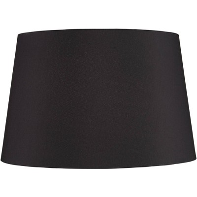 Springcrest Black Faux Silk Large Tapered Drum Lamp Shade 14" Top x 17" Bottom x 11" Slant x 11" High (Spider) Replacement with Harp and Finial