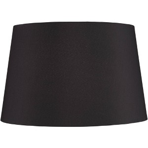 Springcrest Black Faux Silk Large Tapered Drum Lamp Shade 14" Top x 17" Bottom x 11" Slant x 11" High (Spider) Replacement with Harp and Finial - 1 of 4