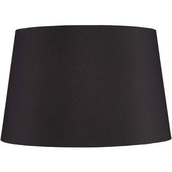 Springcrest Black Faux Silk Large Tapered Drum Lamp Shade 14" Top x 17" Bottom x 11" Slant x 11" High (Spider) Replacement with Harp and Finial