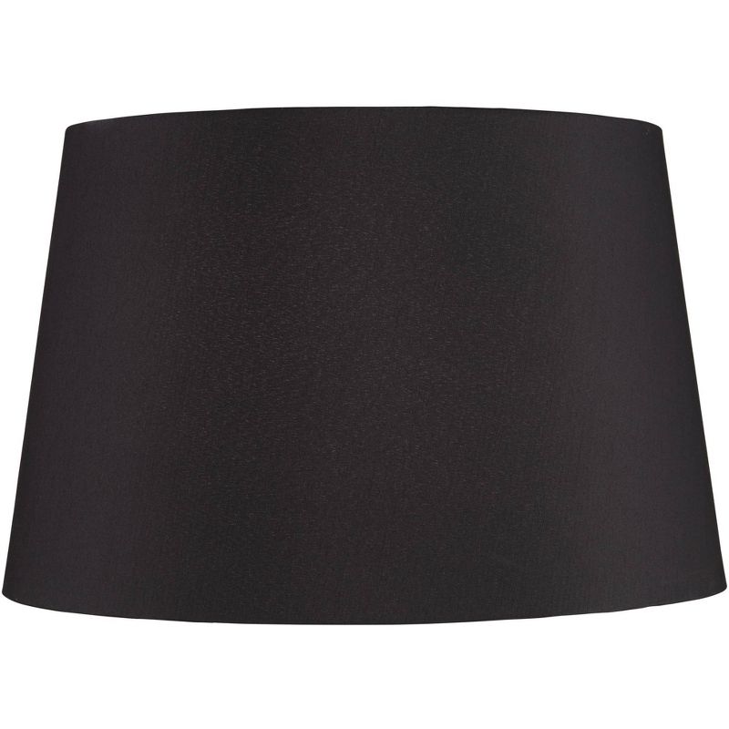 Springcrest Black Faux Silk Large Tapered Drum Lamp Shade 14" Top x 17" Bottom x 11" Slant x 11" High (Spider) Replacement with Harp and Finial, 1 of 9