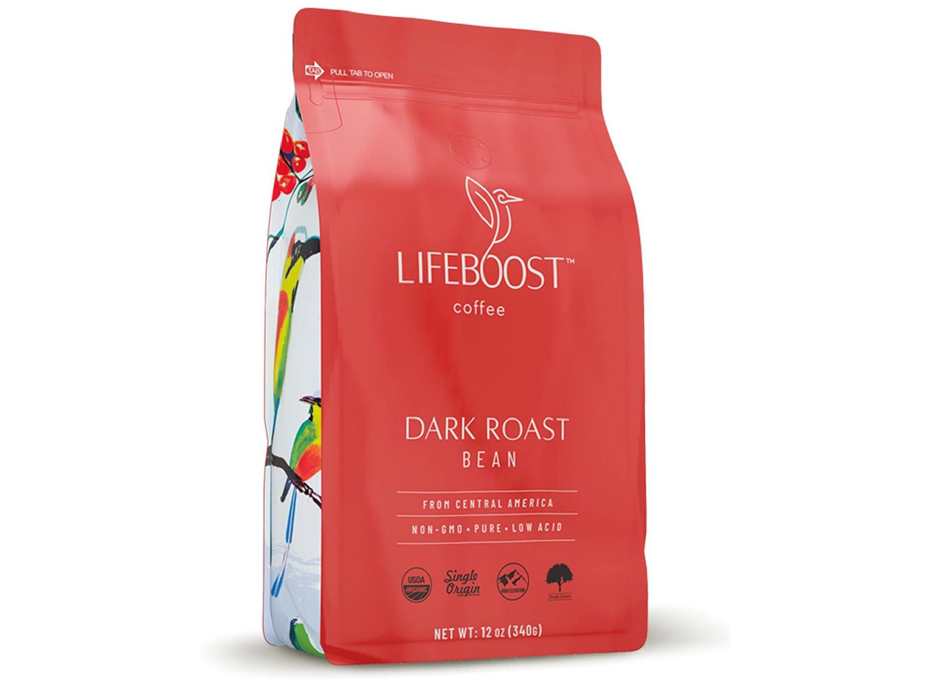 Lifeboost Coffee Embolden Dark Roast Wholebean Coffee, Non-GMO, Pure, Low Acid, From Central America, Smooth & Delicious - 12 oz