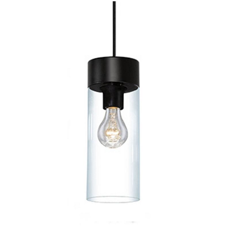 1-Light Cylindrical Glass Montey Pendant Matte Black/Clear - EGLO, 4 of 7