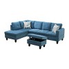 AndMakers 97 in. W Square Arm 3-piece L Shaped Polyester Modern Sectional Sofa in Blue with Storage - 4 of 4