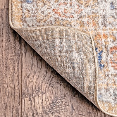 Gold and Nude Synthetic Floral Rectangular Area Rug