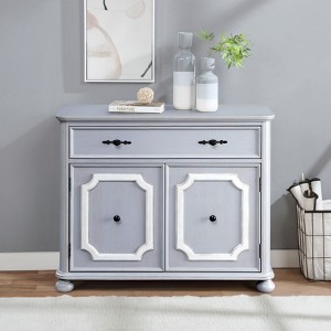 ORRD Grey 2-Door Accent Cabinet with 1 Drawer, Vintage Storage Cabinet with Bun Feet for Living Room, Bedroom & Entryway - 1 of 4