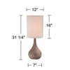 360 Lighting Chalane Rustic Table Lamp 31 1/4" Tall Antique Bronze Hammered Gourd Natural Linen Cylinder Shade for Bedroom Living Room Bedside Office - 3 of 4