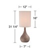 360 Lighting Chalane Rustic Table Lamp 31 1/4" Tall Antique Bronze Hammered Gourd Natural Linen Cylinder Shade for Bedroom Living Room Bedside Office - image 3 of 4