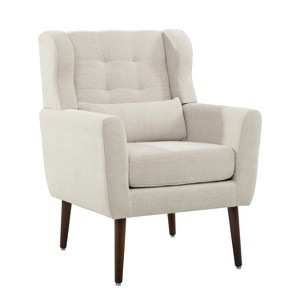 Vynxaria 19.69 Inch Freestanding Modern Accent Chairs, Blackish Green Cushioned Armrests, Pillow, Solid Wood Legs, Suited for Living Room & Bedroom - 1 of 4