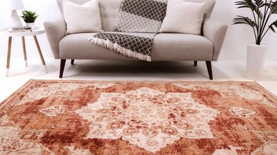 Utopia Collection Navy Blue Abstract 7' Octagon Synthetic Rug