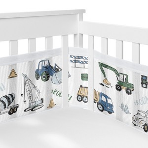 Sweet Jojo Designs Boy BreathableBaby Breathable Mesh Crib Liner Construction Truck Green Blue White - 1 of 4