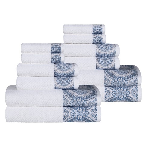 Medallion Ultra-soft Cotton Highly Absorbent 12 Piece Jacquard Towel ...