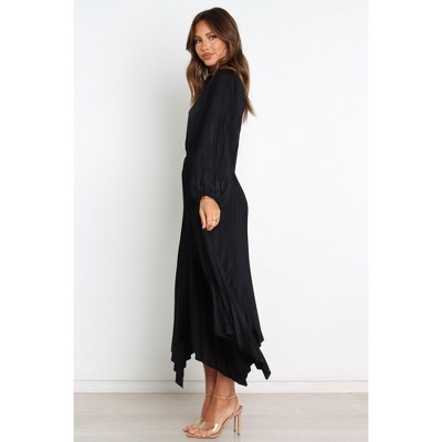 Elegant Black Balloon Sleeve High Neck Maxi Dress