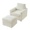 CAVINAS Modern Corduroy Lounge Sofa Chair, Upholstered Accent Chair with Ottoman, Wide Armrests and Pillow, Adjustable Backrest - 3 of 4