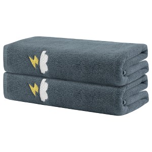 Unique Bargains Quick Dry Low Linting Bath Towels 2 Pcs - 1 of 4