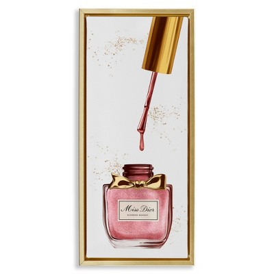 Stupell Industries Makeup Nail Polish Brush Gold & Pink, 11" x 25"