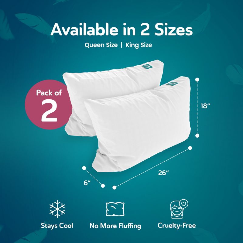 Sleepgram Bed Support Adjustable Hypoallergenic Cool Sleeping Loft Soft Pillow with Removeable Microfiber Cover, 2 of 7