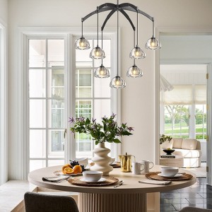 CityFurn 7-Light 34" Modern Glass Round Chandelier for Dining Room - 1 of 4