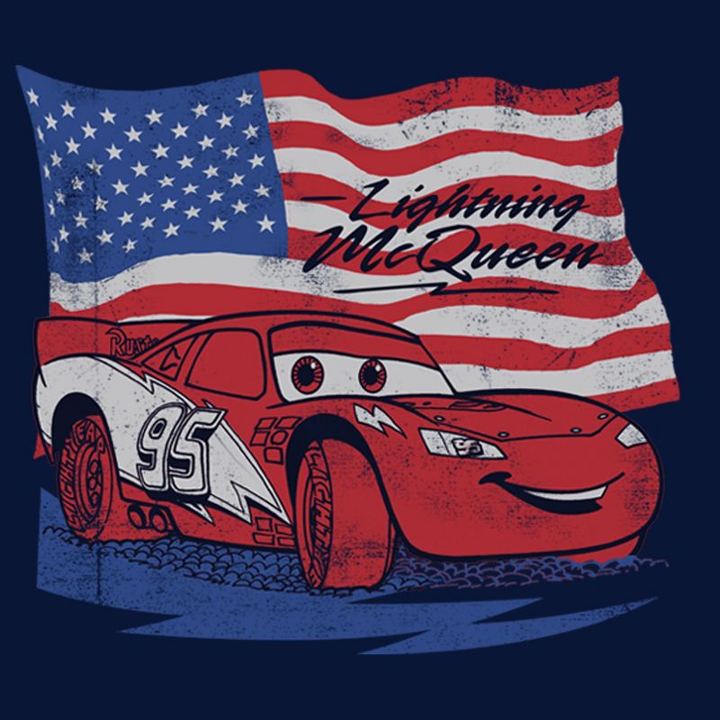 Boy's Cars Lightning McQueen American Flag Race T-Shirt, 2 of 5