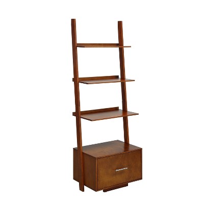 69" American Heritage Ladder Bookcase with File Drawer Cherry - Breighton Home