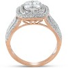 Pompeii3 1 1/10 Ct Diamond Cushion Halo Multi Row Engagement Ring Wedding Set Rose Gold - 2 of 4