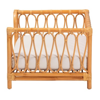 Kierra Small Honey Rattan Bohemian Elevated Pet Bed