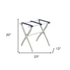 HomeRoots White Folding Luggage Rack With Black Straps - 3 of 4
