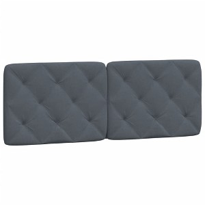 vidaXL Hanging Upholstered Headboard Cushion in Dark Gray Velvet - 53.9" Wall-Mounted Pillow with Foam Filling for Bed Comfort and Design - 1 of 4