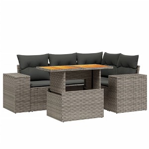 vidaXL Garden Sofa Set Grey PE rattan 78.7 in x 57.1 in x 33.5 in - 1 of 4