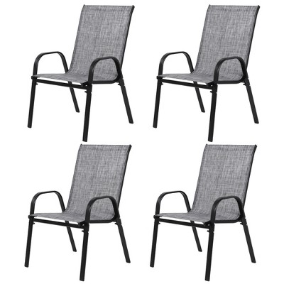 VYNXARIA 4 Piece Patio Chairs, Set of 2 Garden Chairs with Armrest High Backrest for Garden Patio Pool Beach Yard Space Saving ( Gray)