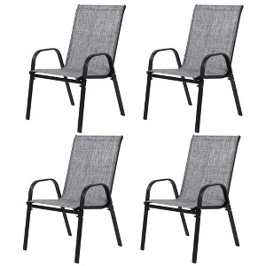 VYNXARIA 4 Piece Patio Chairs, Set of 2 Garden Chairs with Armrest High Backrest for Garden Patio Pool Beach Yard Space Saving ( Gray) - 1 of 4