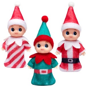 Joyfy Christmas Tiny Plush Elf Dolls – Mini Holiday Decor & Stocking Stuffers (3-Pack, 4.5”) - 1 of 4