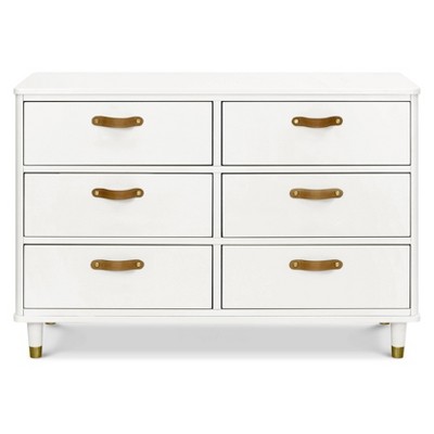 Warm White Tanner Classic 6-Drawer Dresser with Leather Handles