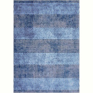 Modern Stripe Pattern Area Rug - Machine Washable, Non-Slip, Low-Pile Rug for Living Room, Bedroom, and Entryway - 1 of 4