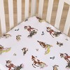 NoJo Disney Vintage Bambi - Tan, Green and White, Bambi and Thumper Floral Nursery Fitted Crib Sheet - 3 of 4