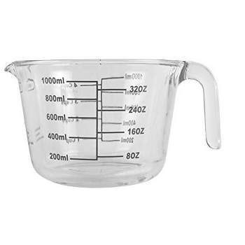 Farberware 4-Cup Borosilicate Glass Wet and Dry Measuring Cup with Oversized Measurements, Clear